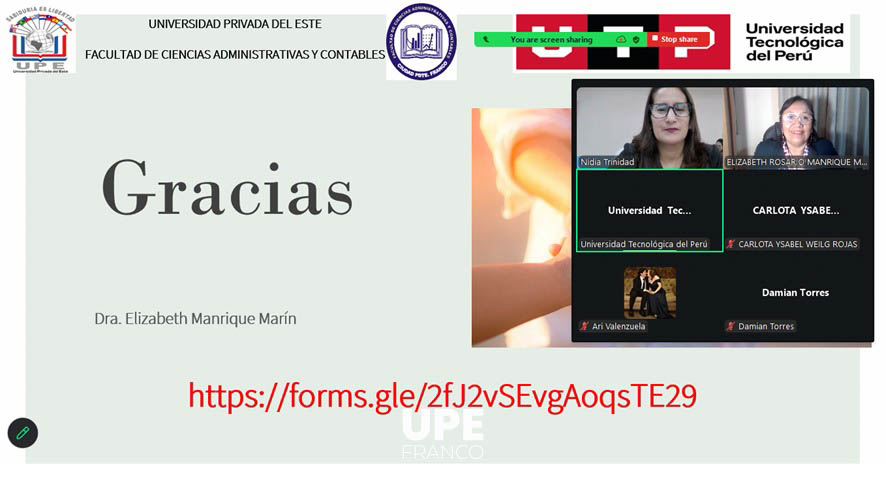 Clase Espejo Internacional: Universidad Privada del Este (UPE), sede Pdte. Franco - Universidad Tecnológica del Perú (UTP)
